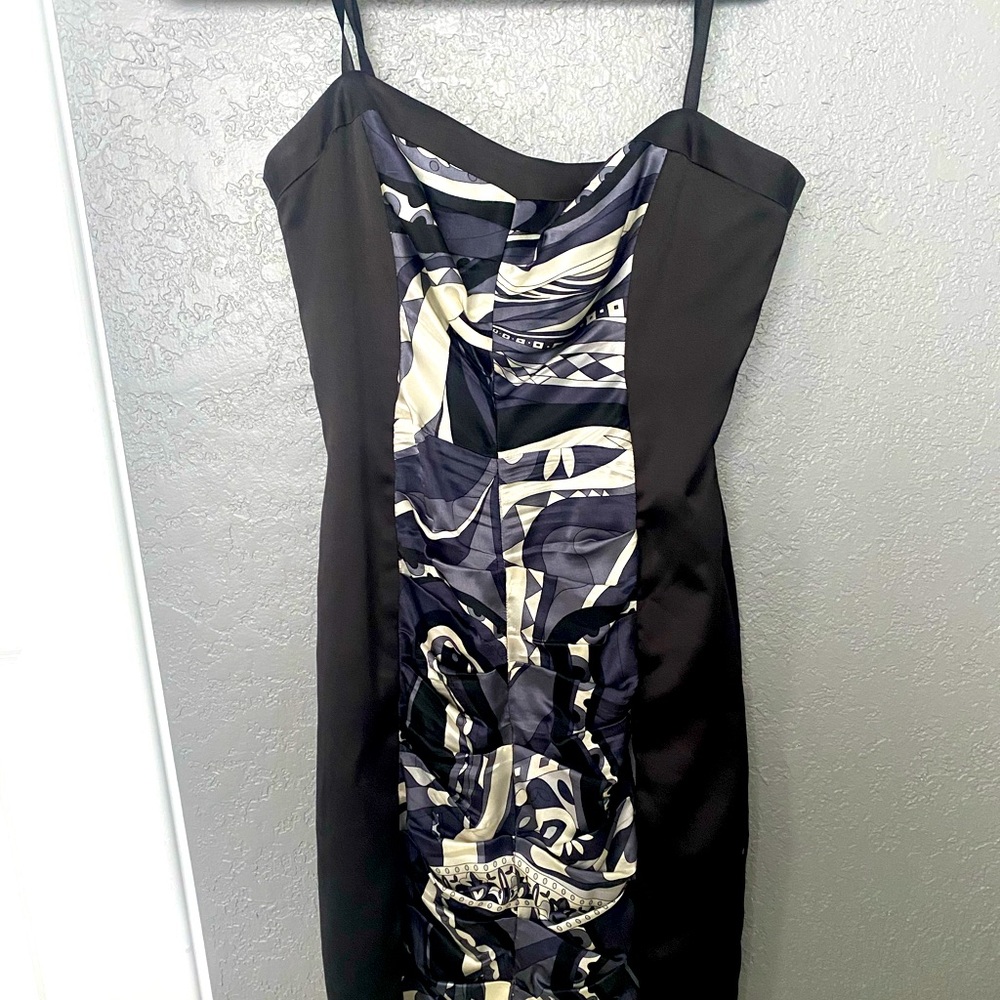 BEBE tight black silk dress